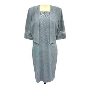 Brianna Milay Women's SleevelessTextured Knit Dress CoordinatingJacket 14 NWT